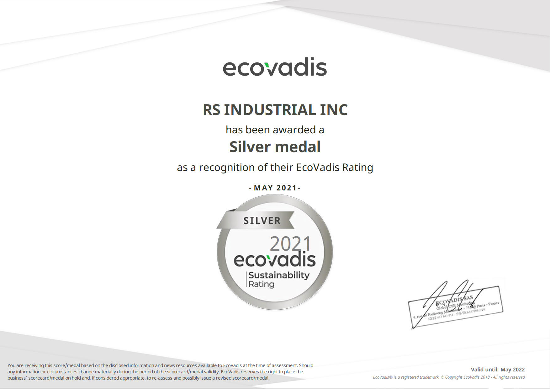 RS_INDUSTRIAL_INC_EcoVadis_Rating_Certificate_2021_05_11_1